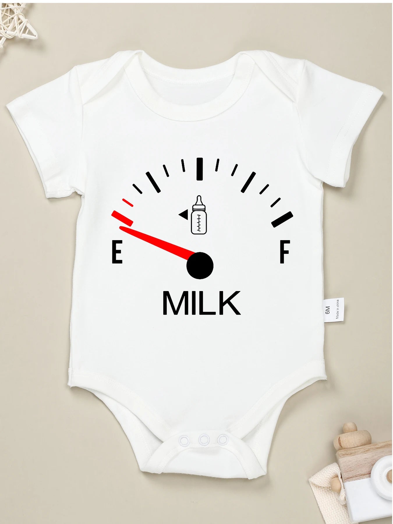 Cotton  Baby Onesie With Fuel Meter Print