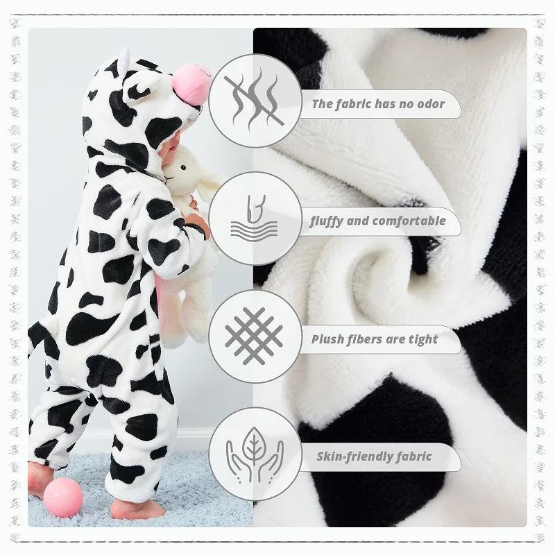 Cow Flannel Baby Rompers