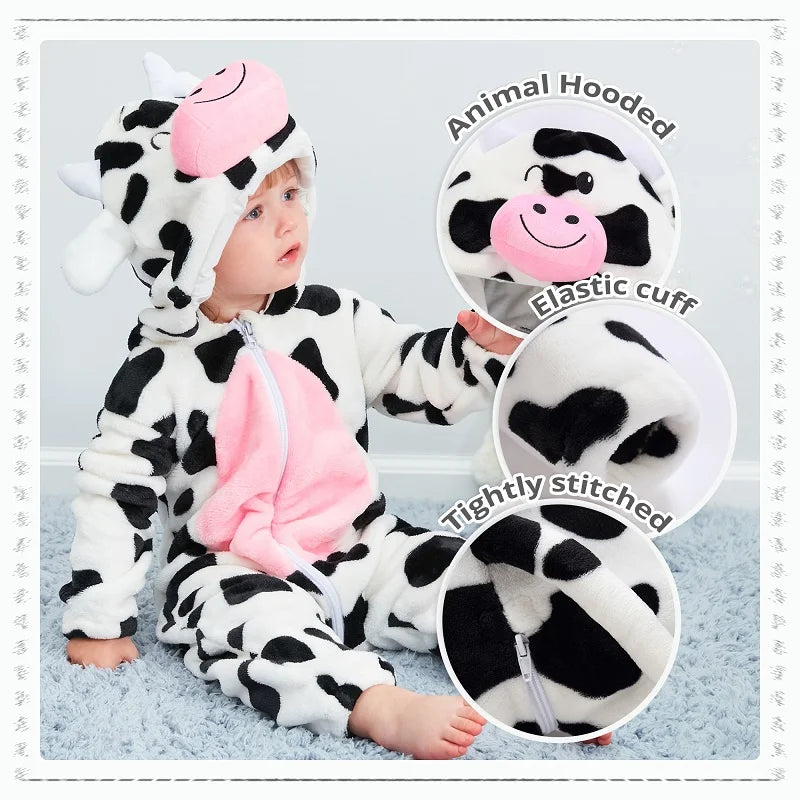 Cow Flannel Baby Rompers