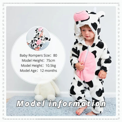 Cow Flannel Baby Rompers